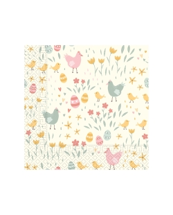 Servilletas 33X33 Gallinas Y Flores 3Ply Fsc 