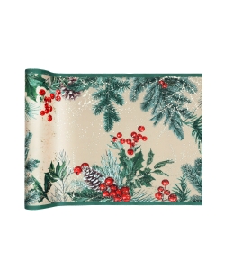 Camino Mesa Navidad Boscosa Kraft 28cm Terciopelo Poliester 2,5m***OFERTA DTO NO ACUMULABLE