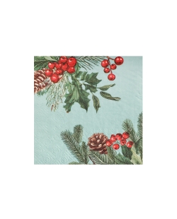 Servilleta Peq. Navidad Boscosa Celadon 25X25cm Papel 3 Capas ***OFERTA DTO NO ACUMULABLE