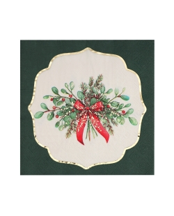 Servilleta Cintas Verde Abeto 33X33cm Papel 3 Capas ***OFERTA DTO NO ACUMULABLE