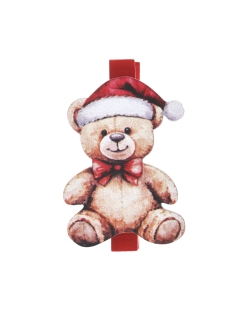 Pinza Osito Navidad 4X4.5cm Madera ***OFERTA DTO NO ACUMULABLE