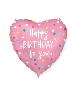 18/46cm Corazon Rosa Happy Bday Puntos, Cinta Y Peso ***OFERTA DTO NO ACUMULABLE