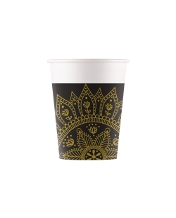 Vasos Papel 200ml Mandala Negro/Oro Fsc