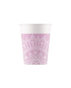 Vasos Papel 200ml Mandala Morado/Blanco Fsc
