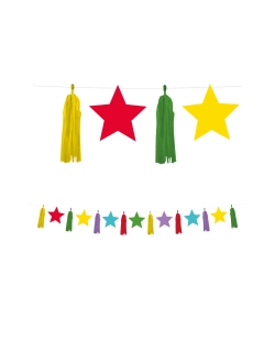 Guirnalda Borlas Y Estrellas Multicolor Papel