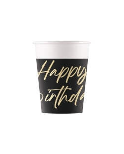 Vasos Papel 200ml Happy Bday Elegante Fsc
