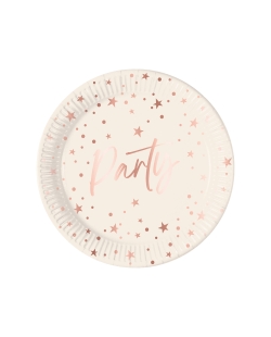 Platos 23cm Party Rosa Oro Fsc