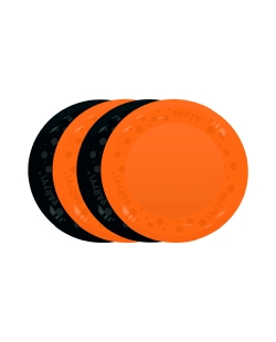 Plato Plastico Reutilizable 21cm Negro/Naranja Mix