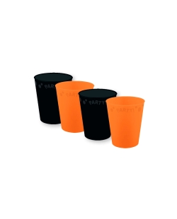 Vaso Plastico Reutilizable 250ml Negro/Naranja Mix