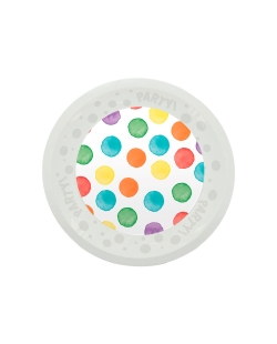 Plato Plastico Reutilizable 21cm Puntos Acuarelas