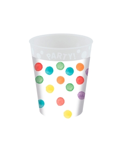Vaso Plastico Reutilizable 250ml Puntos Acuarelas