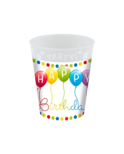 Vaso Plastico Reutilizable 250ml Happy Bday Streamers
