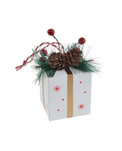 Adorno Regalo Piña Blanco 5.5X5.5X9cm Metal/Madera/Plastico ***OFERTA DTO NO ACUMULABLE