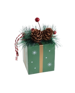 Adorno Regalo Piña Verde Abeto 5.5X5.5X9cm Metal/Madera/Plastico ***OFERTA DTO NO ACUMULABLE