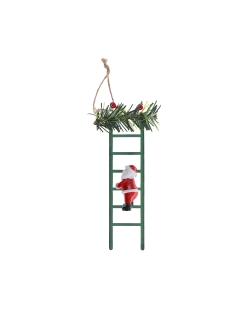 Adorno Escalera Papa Noel Verde Abeto 9X2.5X19cm Metal/Plastico/Resina ***OFERTA DTO NO ACUMULABLE