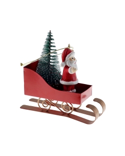 Adorno Trineo Papa Noel Rojo 9.5X3.5X9cm Metal/Plastico ***OFERTA DTO NO ACUMULABLE