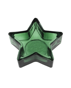 Portavelas Estrella Verde Abeto 9X9X3cm Vidrio ***OFERTA DTO NO ACUMULABLE