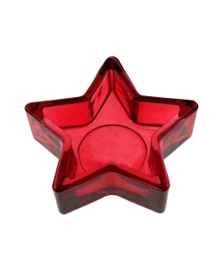 Portavelas Estrella Rojo 9X9X3cm Vidrio ***OFERTA DTO NO ACUMULABLE