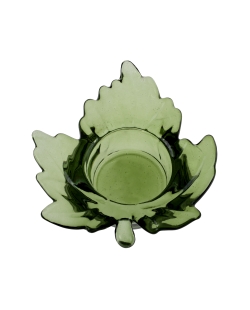 Portavelas Hoja Verde 9.5X10X3.5cm Vidrio ***OFERTA DTO NO ACUMULABLE