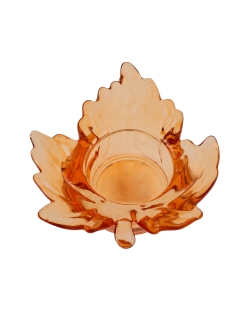 Portavelas Hoja Naranja 9.5X10X3.5cm Vidrio ***OFERTA DTO NO ACUMULABLE