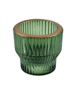 Portavelas Reversible Conico Verde Abeto 5.5X5cm Vidrio ***OFERTA DTO NO ACUMULABLE