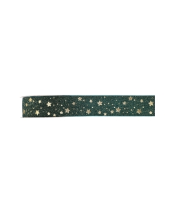 Cinta Estrella Dorada Verde Abeto 25Mm Terciopelo Poliester 3m***OFERTA DTO NO ACUMULABLE