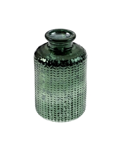 Florero Botella Brillante Verde Abeto 6X10cm Vidrio ***OFERTA DTO NO ACUMULABLE