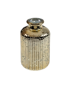 Florero Botella Brillante Oro 6X10cm Vidrio ***OFERTA DTO NO ACUMULABLE