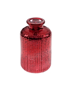 Florero Botella Brillante Rojo 6X10cm Vidrio ***OFERTA DTO NO ACUMULABLE