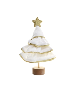 Arbol Navidad Purpurina Blanco 10X18.5cm Poliester/Madera/Poliestireno ***OFERTA DTO NO ACUMULABLE