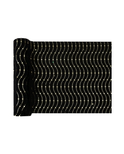 Camino Mesa Ondulac. Dorada Negro 28cm Terciopelo Poliester 2,5m***OFERTA DTO NO ACUMULABLE