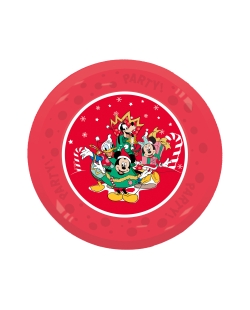 Plato Plastico Reutilizable 21cm Mickey Xmas