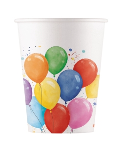 Vasos Papel 200ml Globos Colores Fsc
