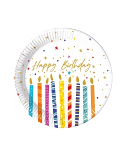 Platos 23cm Happy Bday Velas Fsc