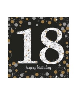 Servilletas de chispas de celebracion de 18 años - 33cm 