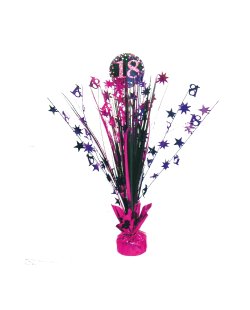 Centro de mesa de celebracion de color de rosa de 18 años - 46cm 