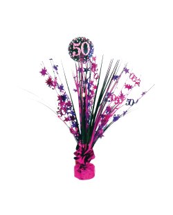 Centro de mesa para fiesta de 50 años de color rosa - 46cm 