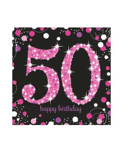 Servilletas para fiesta de 50 años de color rosa - 33cm 