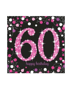 Servilletas Edad 60 de celebracion rosa - 2 capas de papel 