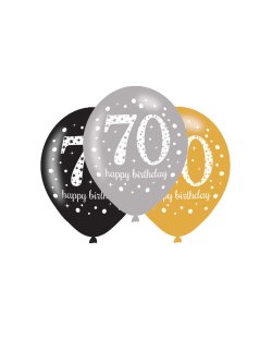 Globos Mix Oro y Plata Feliz Cumpleaños Celebracion Sparkling 70 Latex 28cm 
