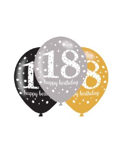 Globos de Cumpleaños 18 Mix Dorado - Latex 28cm 