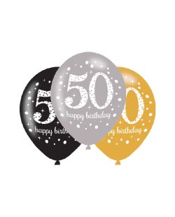 Globos de Cumpleaños Mix Dorado Celebracion Sparkling - Latex 28cm 