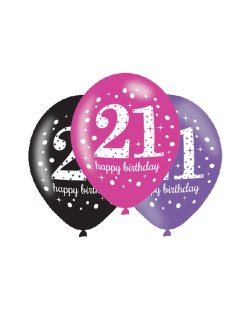 Globos de Cumpleaños 21 Mix Rosa - Latex 11 pulgadas