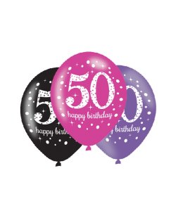 Globos de Cumpleaños Mix Rosa Sparkling - Latex 28cm 