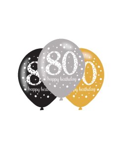 Globos 80 Happy Birthday Celebracion Sparkling Mix Dorado - Latex 28cm 
