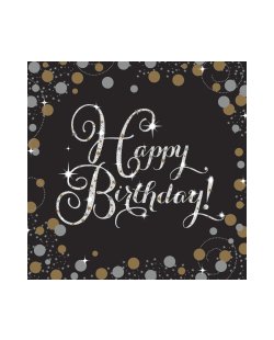 Chispas doradas de celebracion, servilletas de cumpleaños - papel de doble hoja 