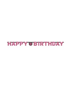 Banner Pancarta Happy Birthday letras holograficas Celebracion Sparkling Rosa - 2,1m 