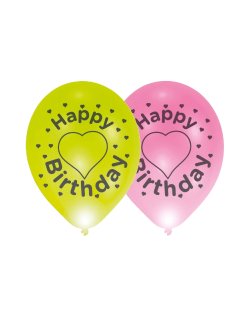 Globos Led 4Pk, Happy Birthday Hearts 11  