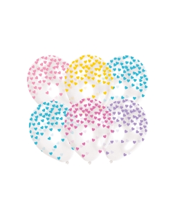 Globos Latex 27,5cm Confeti Corazones Pastel Surtido 