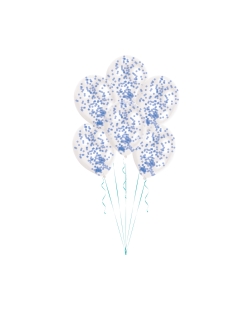 Globos Latex 27,5cm Cristal + Confeti Azul 1Gr 